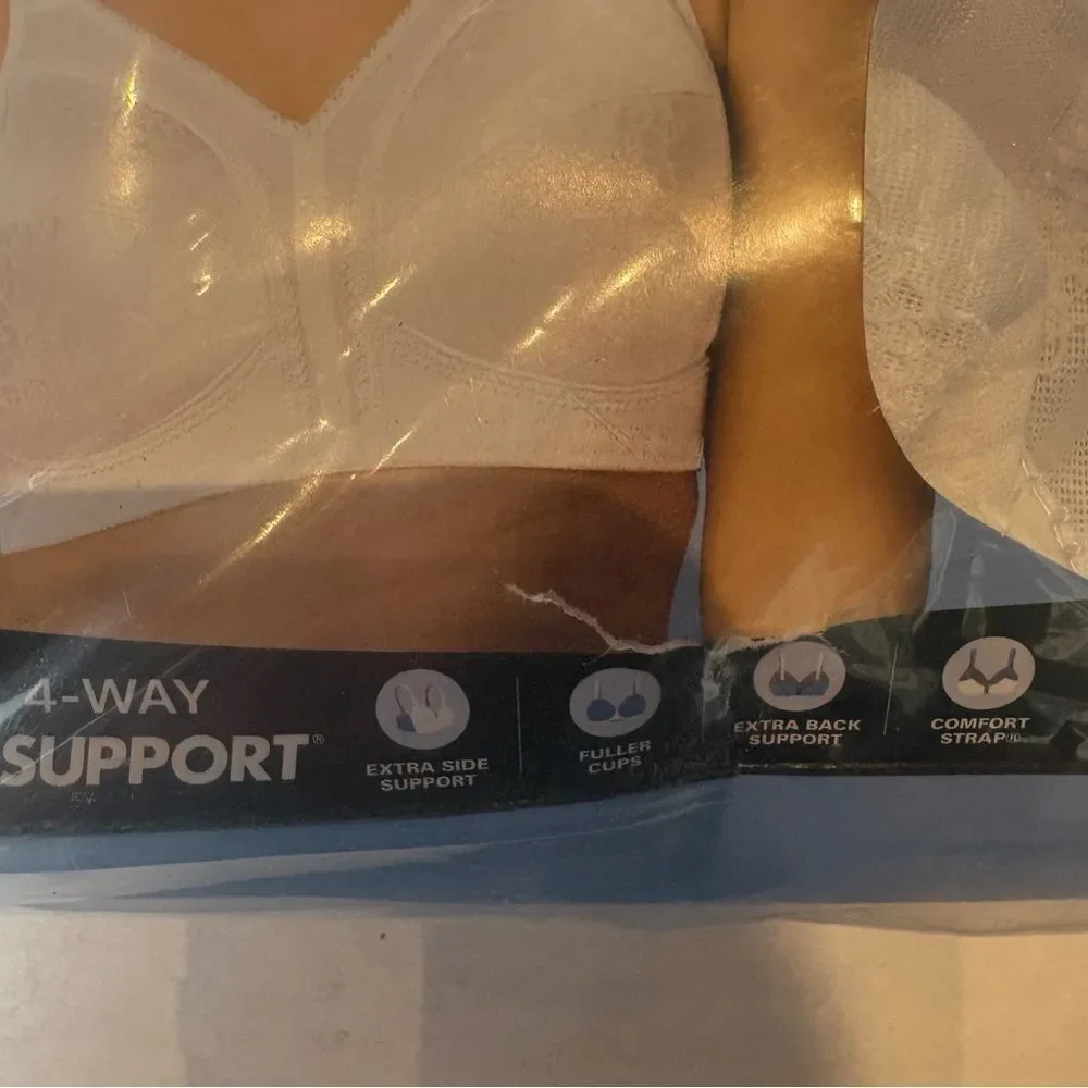 Playtex 18 Hour Elegant White Bra Ultimate Shoulder Comfort Wirefree size 42DD